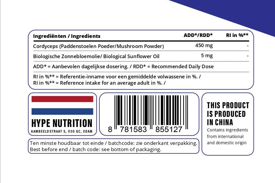 Biologische Cordyceps capsules voor energie en uithoudingsvermogen