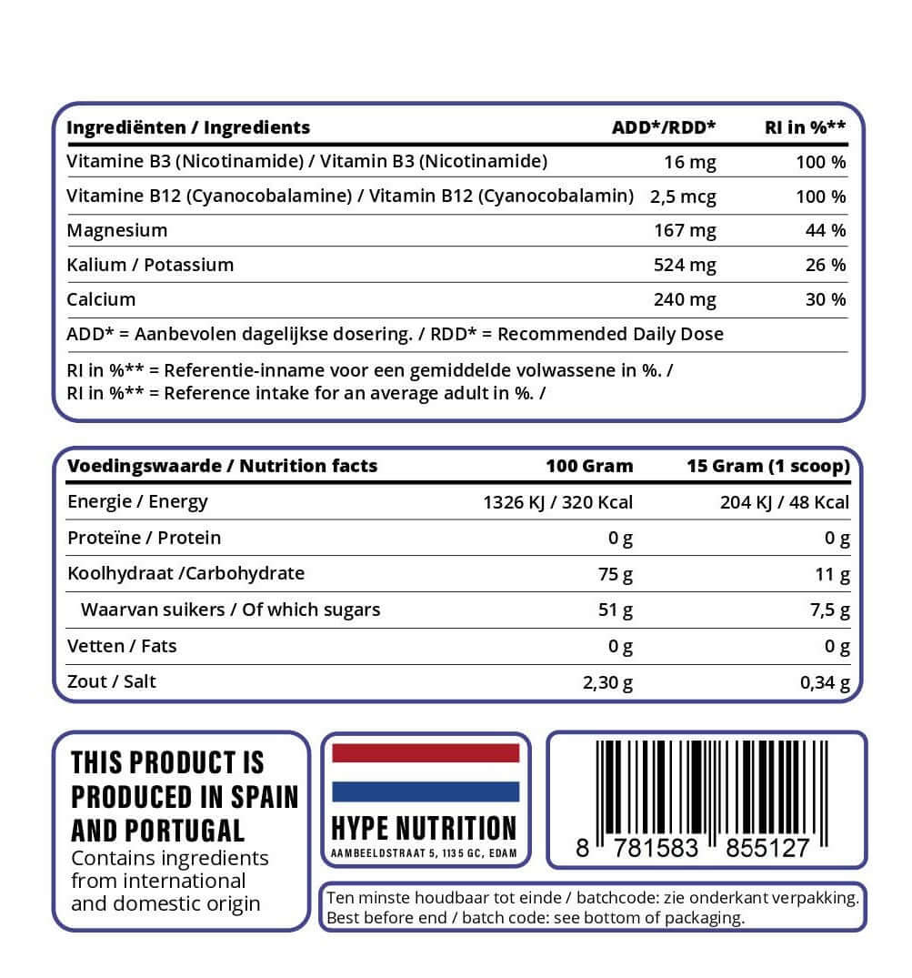 Elektrolyt poeder bosbessensmaak in zak – hydratatie supplement voor energie en herstel