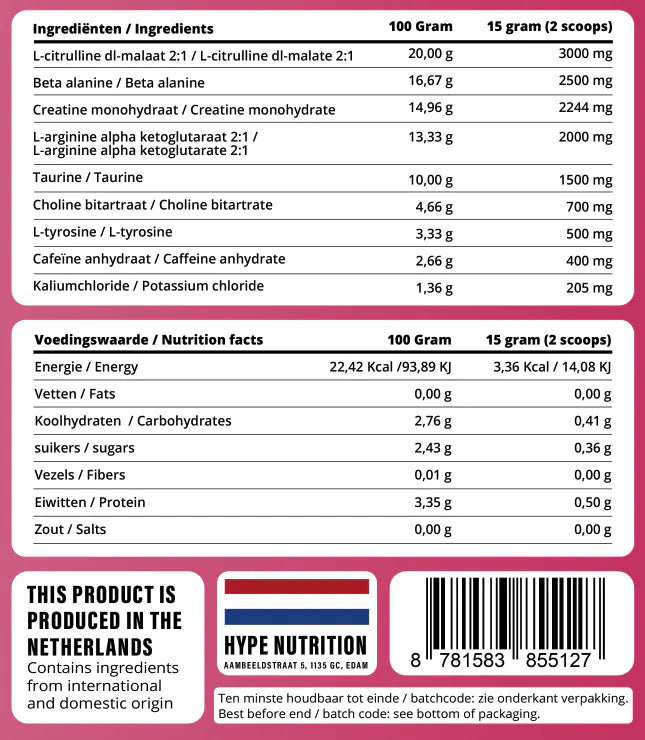 Pre Workout Pumping Iron V2 Juicy Peach poeder voor energie, focus en spierkracht