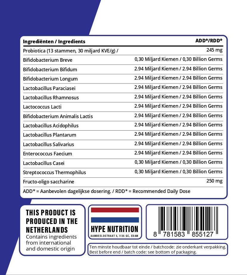 Biologische probiotica capsules voor darmgezondheid en weerstand