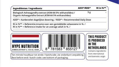 Biologische Ashwagandha KSM-66 capsules voor stressvermindering en energie