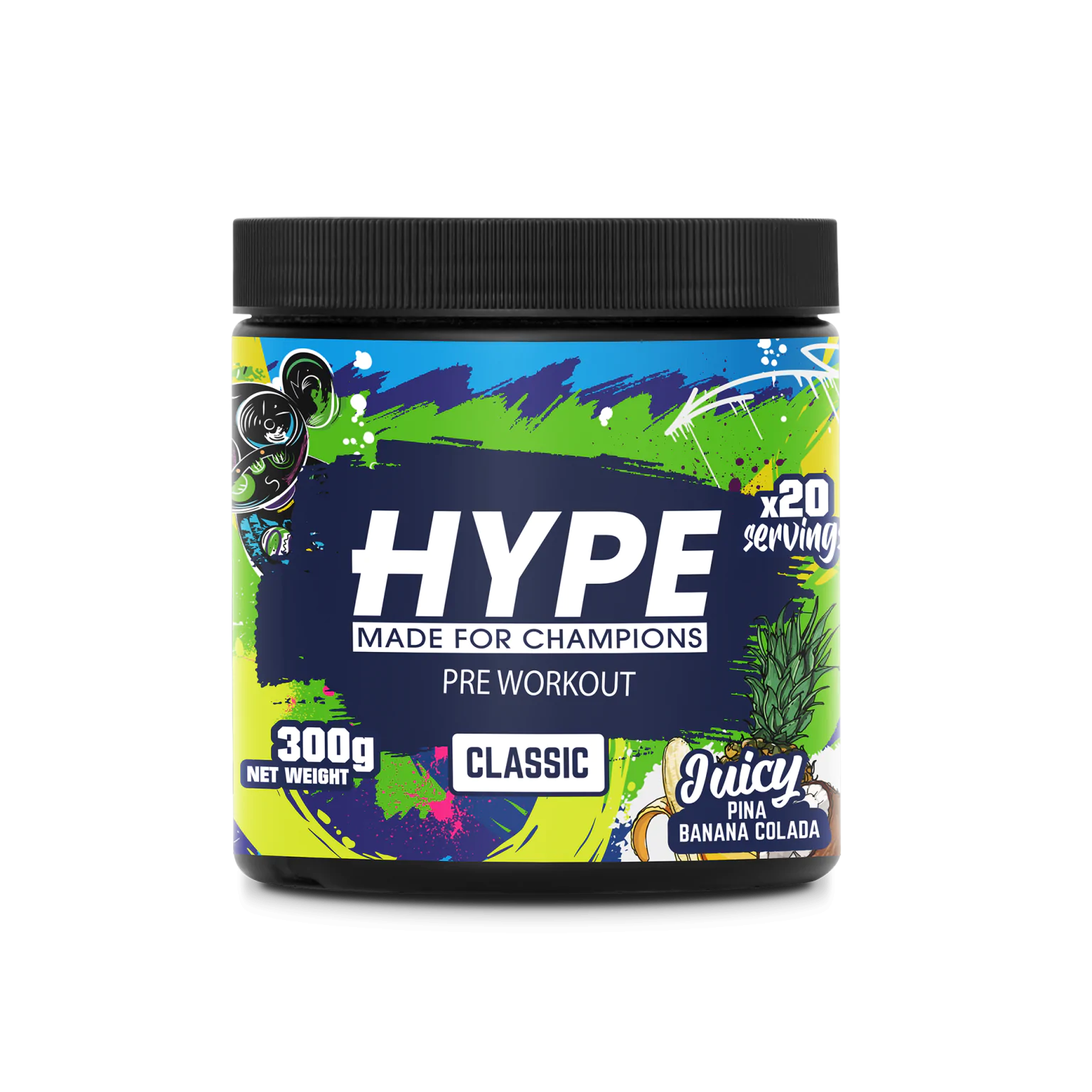 Pre Workout HYPE Classic Pina Banana Colada poeder voor energie, focus en pomp