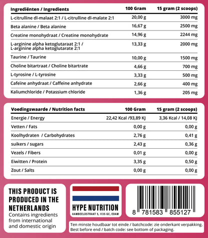 Pre Workout Pumping Iron V2 Juicy Peach poeder voor energie, focus en spierkracht