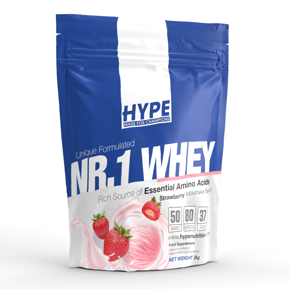 Nr.1 Whey Protein 2000g Aardbei Milkshake poeder voor spierherstel en spiergroei